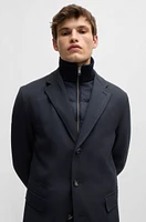 Water-repellent wool-blend coat with zip-up inner