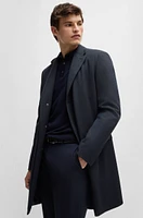 Water-repellent wool-blend coat with zip-up inner