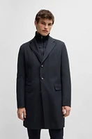 Water-repellent wool-blend coat with zip-up inner