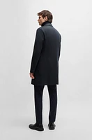 Water-repellent wool-blend coat with zip-up inner