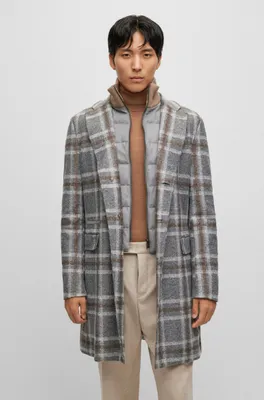 Slim-fit coat with zip-up inner