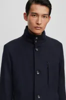 BOSS - Slim-fit formal coat virgin wool and cashmere  Dark Blue