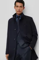 BOSS - Slim-fit formal coat virgin wool and cashmere  Dark Blue