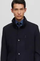 BOSS - Slim-fit formal coat virgin wool and cashmere  Dark Blue