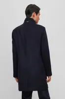 BOSS - Slim-fit formal coat virgin wool and cashmere  Dark Blue