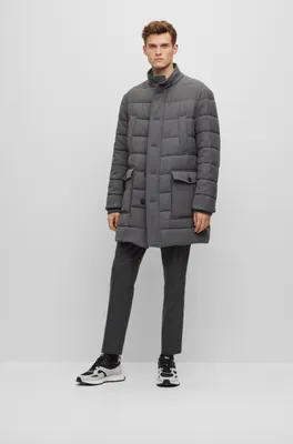 Regular-fit padded coat a stretch wool blend