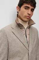 Slim-fit coat wool blend with zip-up inner