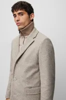 Slim-fit coat wool blend with zip-up inner