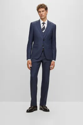 Three-piece slim-fit suit virgin wool