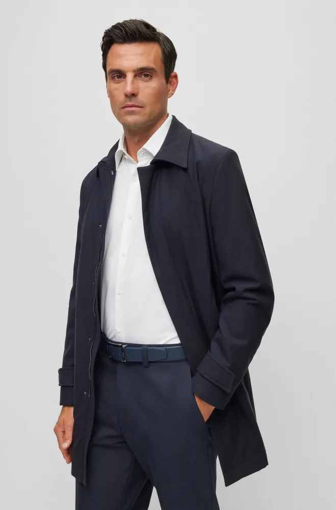 Regular-fit coat a rain-resistant wool blend