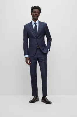 Slim-fit suit checked stretch wool