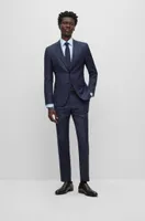 Slim-fit suit checked stretch wool