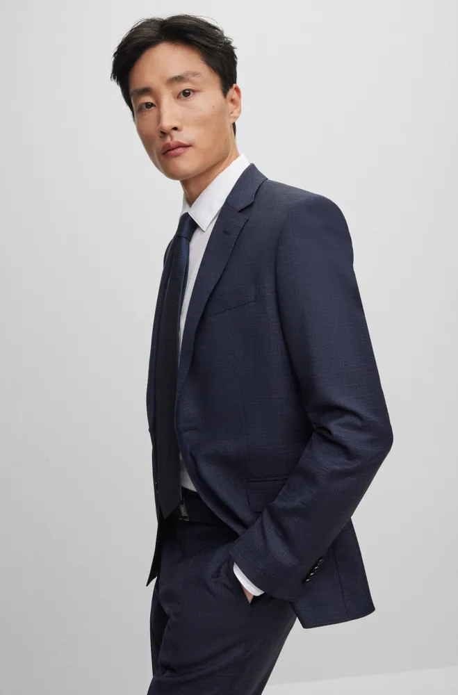 Slim-fit suit checked stretch wool