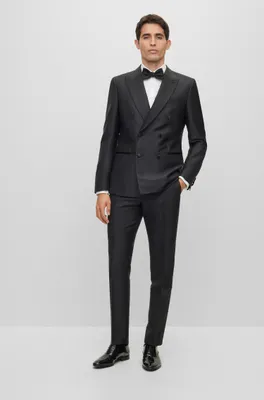 Slim-fit tuxedo suit a melange wool blend