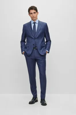 Slim-fit two-piece suit checked virgin wool