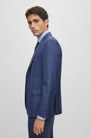 Slim-fit two-piece suit checked virgin wool