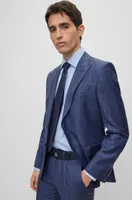 Slim-fit two-piece suit checked virgin wool