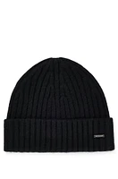 Ribbed beanie hat in cashmere