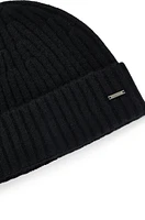 Ribbed beanie hat in cashmere