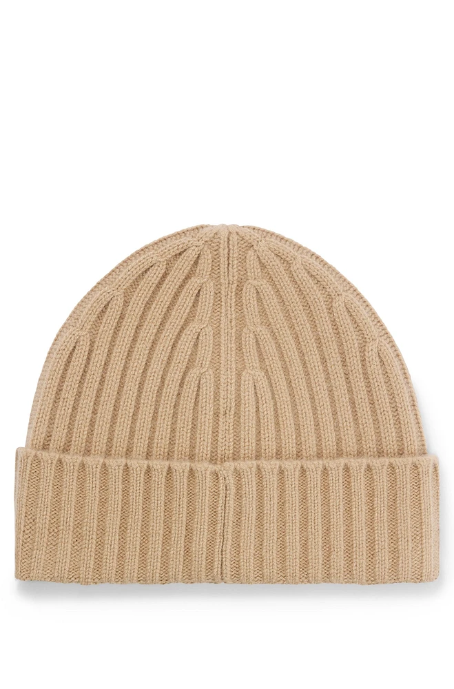 Gorro de punto de canalé en cashmere