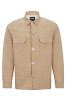 Relaxed-fit overshirt stretch fabric with press studs