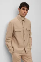 Relaxed-fit overshirt stretch fabric with press studs