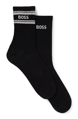 BOSS - Two-pack of short-length socks with branding - Black