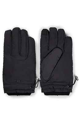 BOSS - Padded gloves ripstop fabric with touchscreen-friendly fingertips Black