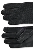 BOSS - Monogrammed gloves leather with touchscreen-friendly fingertips Black