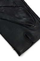 BOSS - Monogrammed gloves leather with touchscreen-friendly fingertips Black