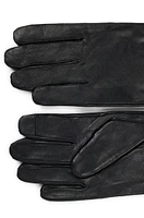 BOSS - Leather gloves with branding and touchscreen-friendly fingertips Black