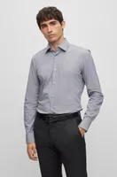 Slim-fit shirt easy-iron structured stretch cotton