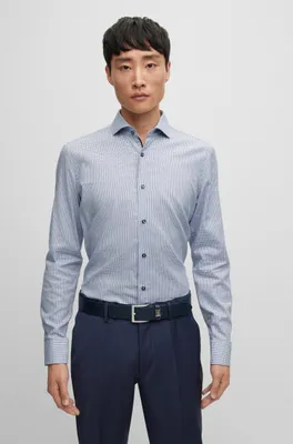 Slim-fit shirt easy-iron structured stretch cotton