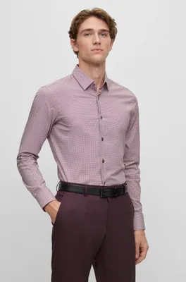 Slim-fit shirt patterned stretch cotton