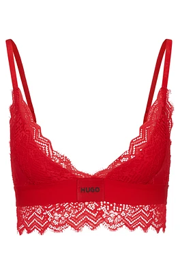 Padded triangle bra geometric lace with logo label