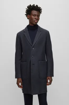 Slim-fit coat a micro-patterned wool blend