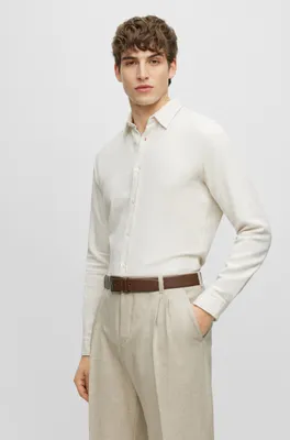 Slim-fit shirt washed cotton twill