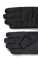 BOSS - Padded gloves with tonal monogram details and flannel lining Black