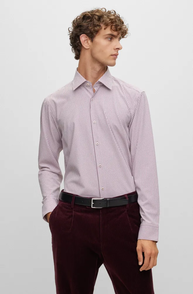 Regular-fit shirt striped material with Kent collar