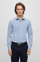 Slim-fit shirt structured performance-stretch fabric