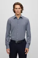 Regular-fit shirt structured performance-stretch fabric