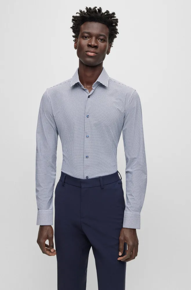 Slim-fit shirt printed performance-stretch fabric