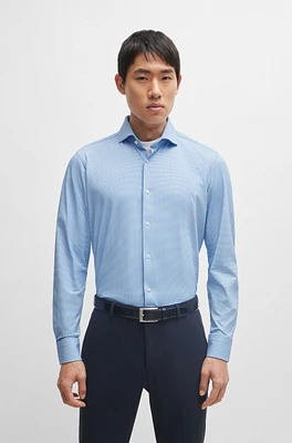 Regular-fit shirt structured performance-stretch material