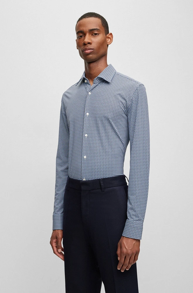 Slim-fit shirt printed performance-stretch fabric