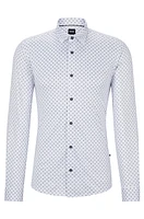 Slim-fit shirt printed performance-stretch fabric