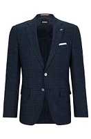 Slim-fit jacket a checked stretch-wool blend