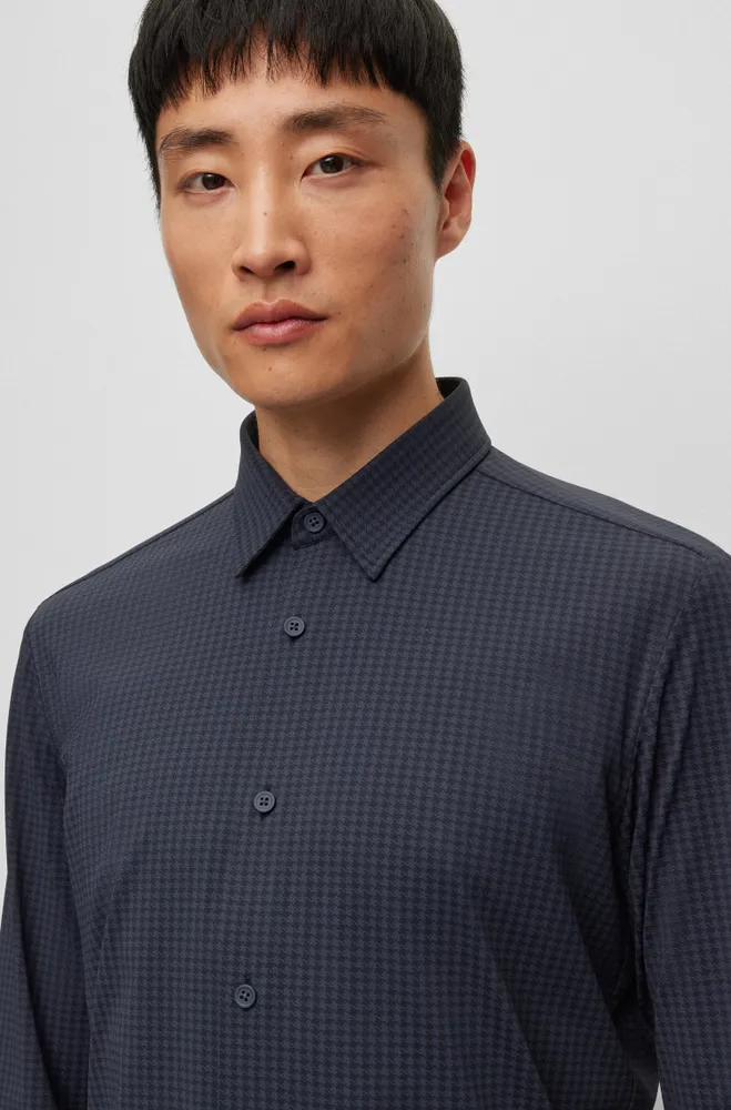 BOSS - Slim-fit shirt in printed performance-stretch jersey