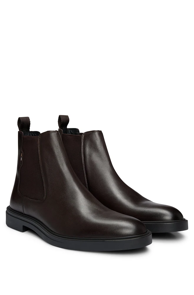 Leather Chelsea boots with signature-stripe detail