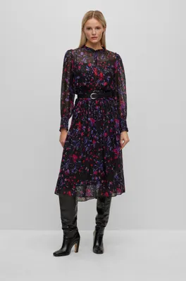 Oversize-fit floral-print dress a silk blend