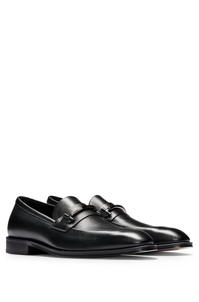 Grained-leather loafers with branded trim and apron toe